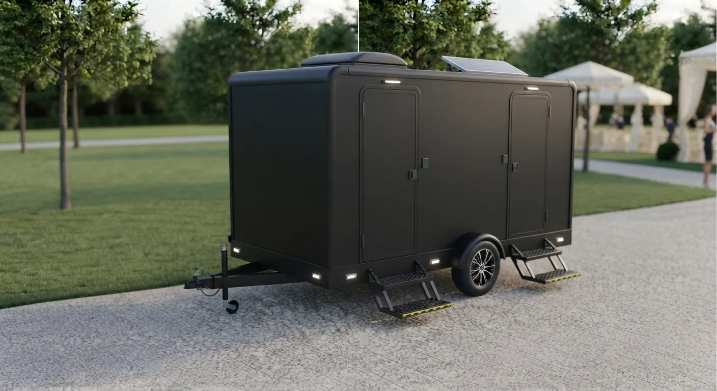 2 stall restroom trailer from our Concord fleet